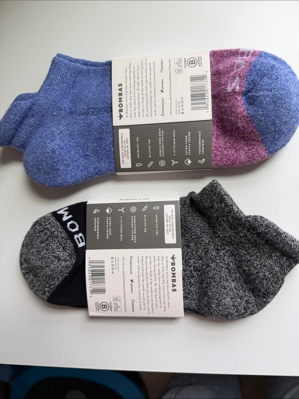 Bombas No-Show Socks Duo - Blue, Purple & Gray